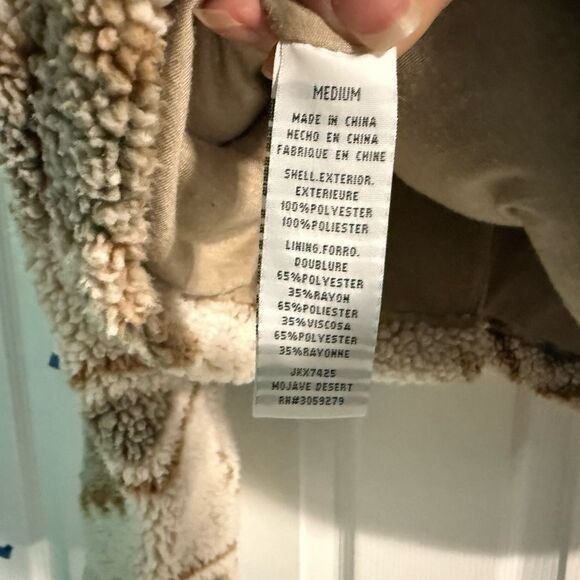 Thread & Supply Sherpa Fleece Half Zip Pullover Medium Beige Brown Aztec - Picture 2 of 8